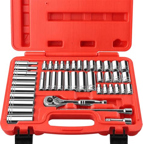 44-Piece 1/4 Inch Drive SAE (3/16 in - 9/16 in) & Metric (4 mm - 14 mm ...