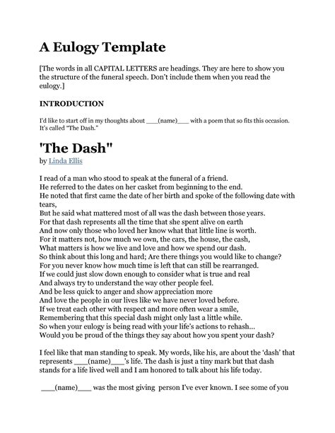 50 Best Eulogy Templates (For Relatives or Friends) ᐅ TemplateLab