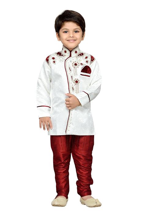 Buy AJ Dezines Kids Party Wear Sherwani Set for Boys (9045_CREAM_5) at ...