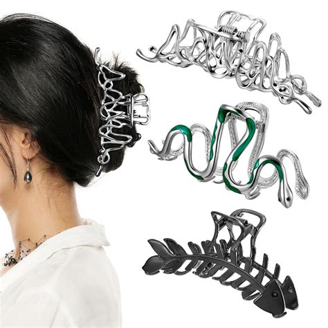 Amazon.com : Yunlly 3 Pcs Metal Hair Claw Clips Sets with Snake Shape ...