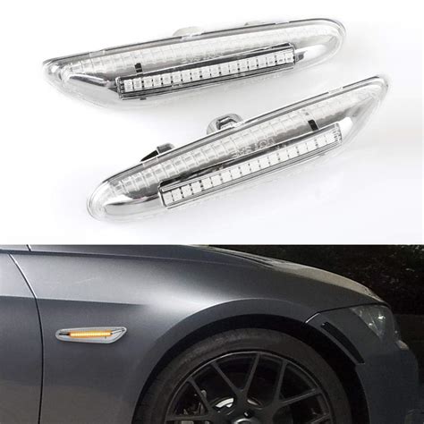 Clear Lens Amber LED Side Marker Turn Signal Light 2 Packs For BMW E90 ...