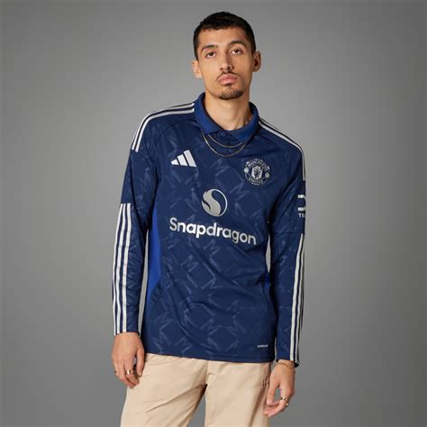 Clothing - Manchester United 24/25 Long Sleeve Away Jersey - Blue ...
