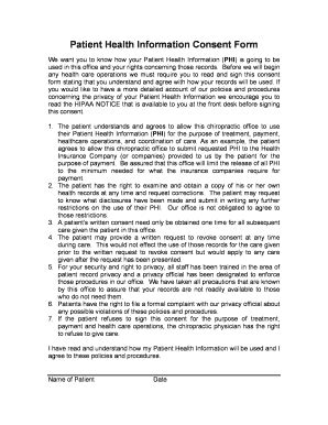 Fillable Online PHI Consent Form and first day's forms Fax Email Print ...
