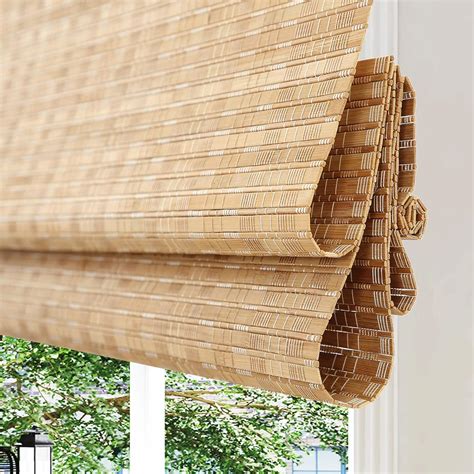 Anlocurs Custom Woven Wood Shades, Lined Blackout Bamboo Blinds, Light ...