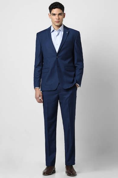 Buy Men Blue Solid Wedding Two Piece Suit Online - 39909714 | Van Heusen