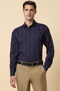 Allen Solly Men Striped Formal Blue, Dark Blue, Pink Shirt - Buy Allen ...