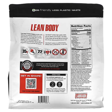 Lean Body, Protein Shake Drink Mix, Vanilla, 4.63 lbs (2,100 g) | eBay