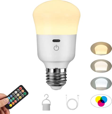 KARTOOSH Rechargeable Light Bulb, with Remote Control, 50W Equivalent ...