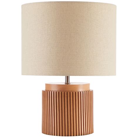 Beautiful 10.25" x 10.25" x 14" Brown Faux Ribbed Wood Table Lamp by ...
