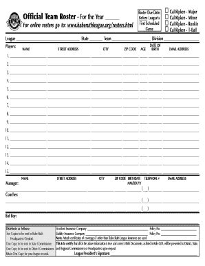 Official Team Roster Form - Blank Fillable Template | Fill Out, Print ...