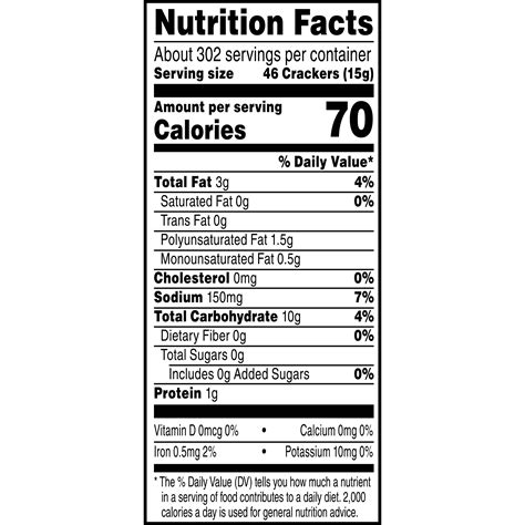 Oyster Crackers Nutrition Label at Terry Comer blog