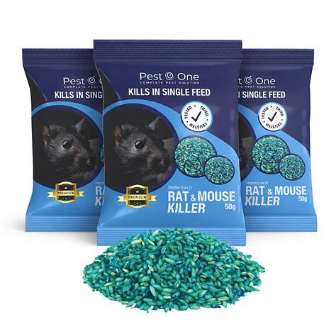 Rat & Mouse Poison Blue Grain - Kills in Single Feed Stongest Maximum ...