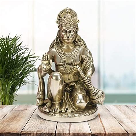 Buy Kartique Brass Blessing Hanuman Idol - 9.5 Inch Height, Intricately ...