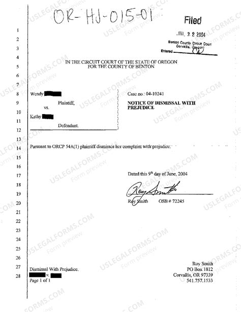 Oregon Notice of Dismissal with Prejudice Against Plaintiff | US Legal ...