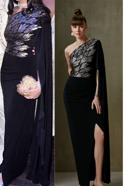 METALLIC LEAVES ONE OFF SHOULDER GOWN – Kuro Clothing India