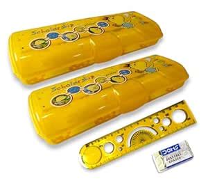 Plastic Pencil Box/Pencil Case with Free Scale & Eraser - Durable, Long ...