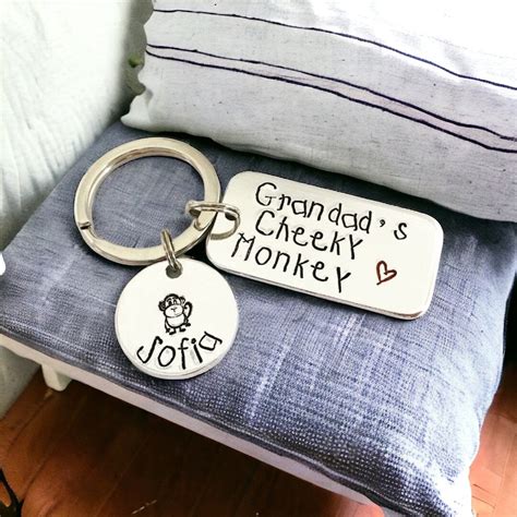 Personalised Grandad Gift, Cheeky Monkey, Grandad Keyring, Gifts for ...