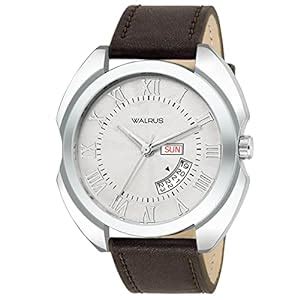 Buy Walrus White Dial Analog Date Date Leather Strap Wrist Watch for ...