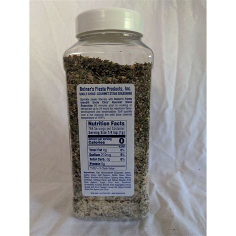 Bolner's Fiesta Uncle Chris' Gourmet Steak Seasoning 20 Ounce Shaker ...