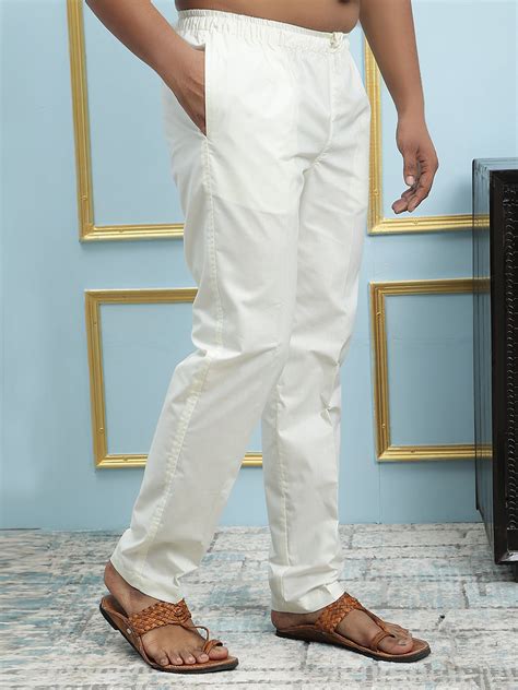 Men Off White Solid Pyjamas – See Designs