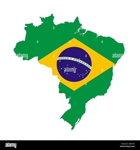 Brazil flag map. Country outline with national flag Stock Photo - Alamy