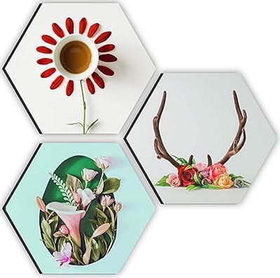 SAF Preety Flower and Leaf 3 Piece of Hexagon UV Textured Multi-Effect ...