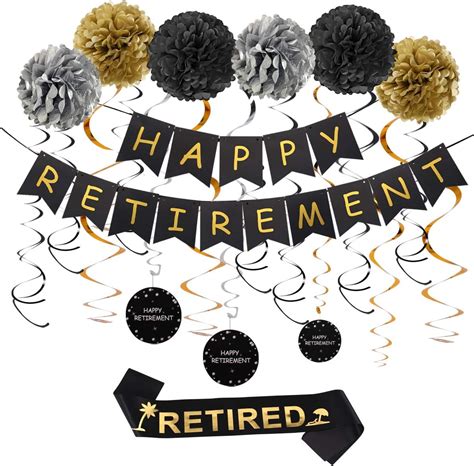 QIFU Retirement Party Decorations - Black and Gold India | Ubuy