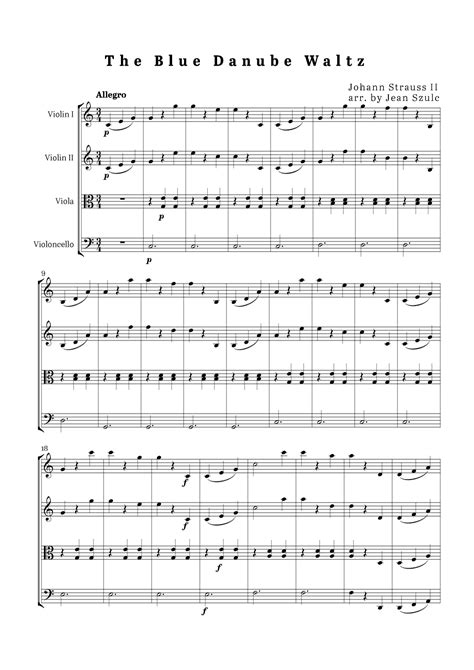 The Blue Danube Waltz - String Quartet (arr. Jean Szulc) by Johann ...
