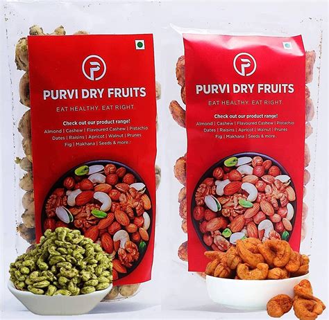 Purvi Dry Fruits Premium Flavoured Cashew Nuts | Green Chilli & Red ...