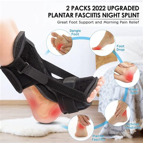 Plantar Fasciitis Night Splint 2 Pack - 2022 Upgraded Brace with Memory ...