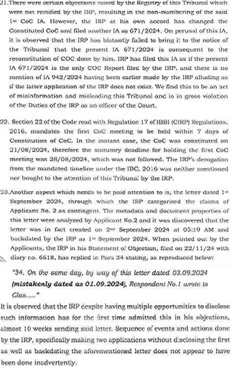 IBC doesn’t have provision to provisionally constitute CoC