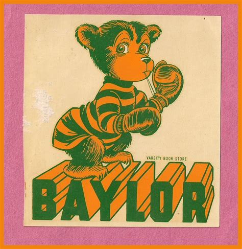 VINTAGE 1950's Baylor University Bears Football Mascot Decal! WOW ...