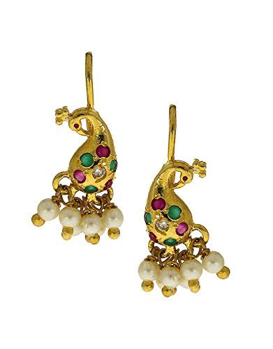 Buy Anuradha Art Pink and Green Peacock Traditional Press Bugadi Clip-n ...