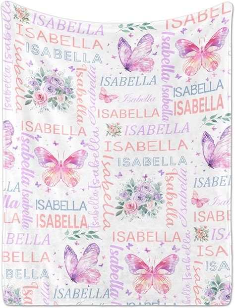 PUREFLY Personalized Baby Blanket- Custom Baby Blankets with Name for ...