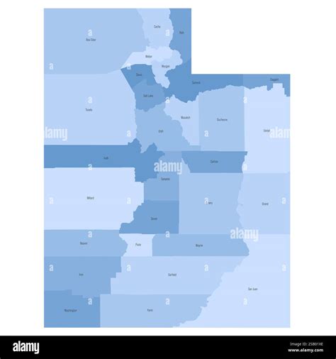 Utah, UT - detailed political map of US state. Administrative map ...