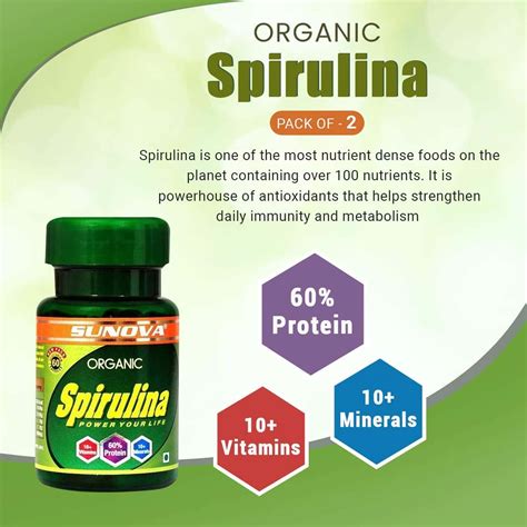Buy SUNOVA ORGANIC SPIRULINA CAPSULES - SPIRULINA FOR FULL BODY SUPPORT ...