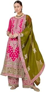 arriva fab Women's Chanderi Silk Embroidered Kurta Set with Jacquard ...