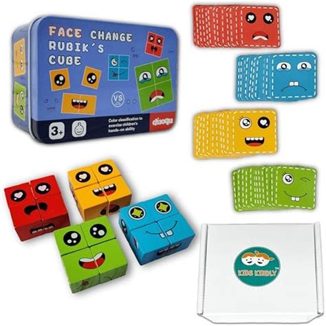 Umadiya® Face Changing Cube Building Blocks Puzzle, Wooden Face ...