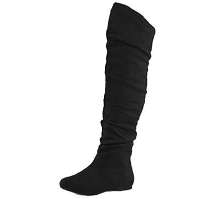 Buy Nature Breeze Women's Stretchy Thigh High Boot,Black,7.5 at Amazon.in