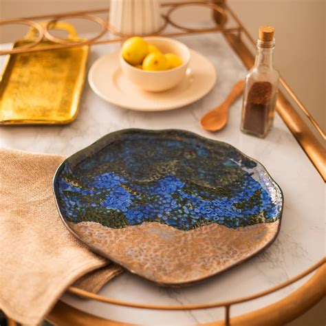 10Club Platter - 1Pc | Ceramic Dinningware | Microwave Safe | Blue and ...
