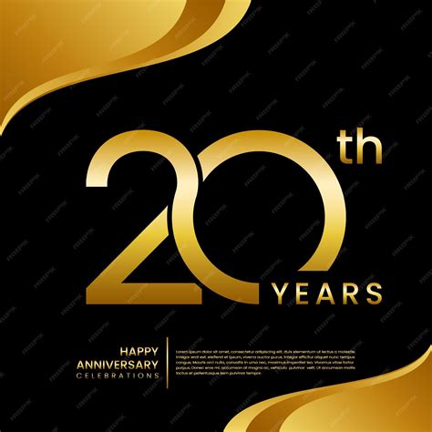 20th year anniversary logo design with gold color logo vector template ...