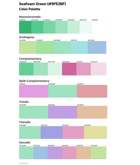 Seafoam Green color palettes - colorxs.com