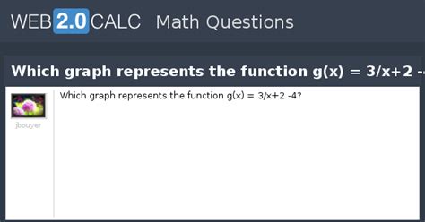 View question - Which graph represents the function g(x) = 3/x+2 -4?