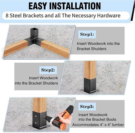 SSKFerier Pergola Brackets Kit 4x4, 3-Way Right Angle Corner India | Ubuy