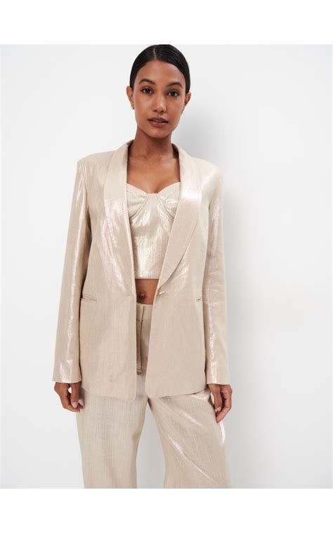 Marynarka z wiskozy i lnu Kolor złoty - MOHITO - 978BL-GLD