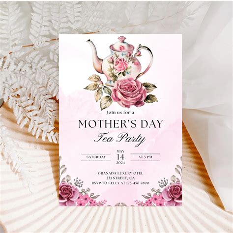 Mother's Day Tea Party Invitation Afternoon Tea Party Invitation Ladies ...