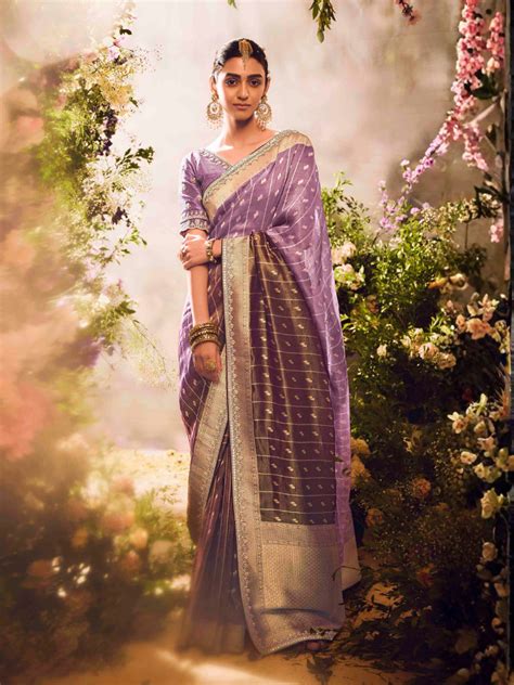 Samudrika Banarasi tissue Saree in lavender | Kimora.in