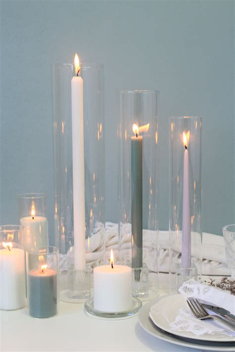 Glass Cube Taper Holders and Cylinder Sleeves for Elegant Candle Display