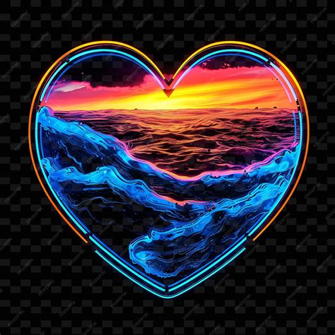 Luminous Neon Coastal Deserts Inside a Silhouette Heart Land ...