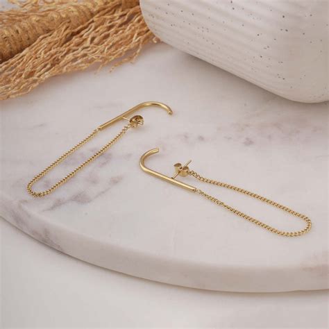 Gold Chain Drop Hook Earrings – PALMONAS